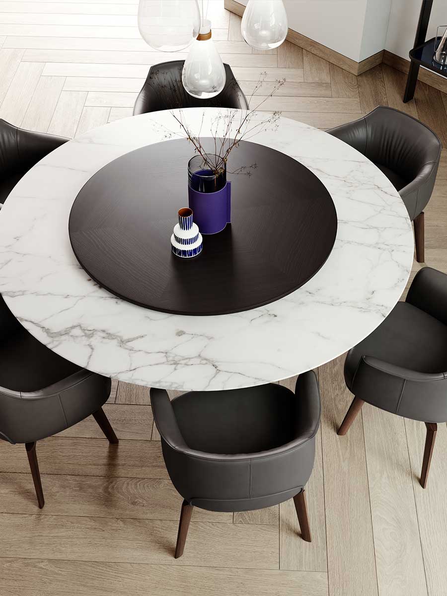 poltrona frau mesa due table with lasy susan