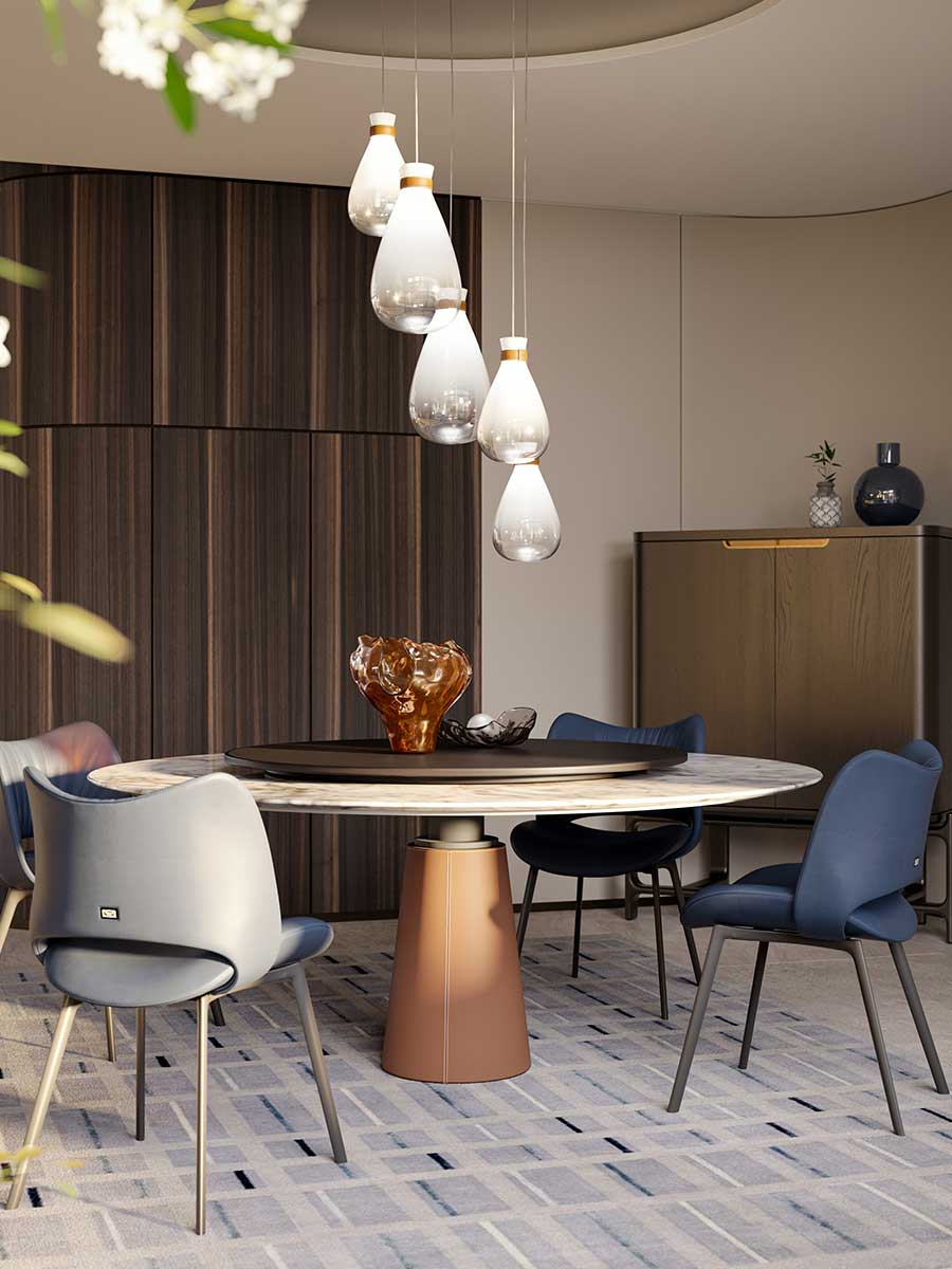 poltrona frau mesa due table with lasy susan